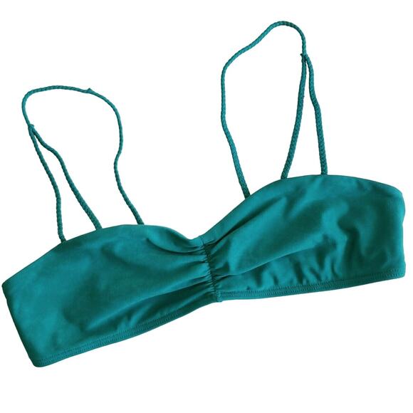 MIA MARCELLE Joan bandeau braided strap swim bikini top in teal Size Small NEW - Picture 1 of 6